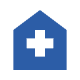 Here's an alt tag for the image: Blue medical clinic icon.