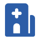 That's an icon representing a Swiss passport and a vaccination certificate. Here are a few alt text options under 8 words: * **Swiss passport and vaccination card** * **Passport and vaccine certificate** * **Travel documents: passport & vaccine** The best option will depend on the specific context of where the image is used.