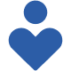 Here's an alt tag for the image: Blue heart with circle head icon.